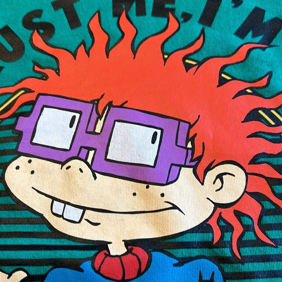 “Trust Me, I’m A Rugrat” Green Long Sleeve Sweatshirt Nickelodeon Large Vintage - Picture 10 of 12